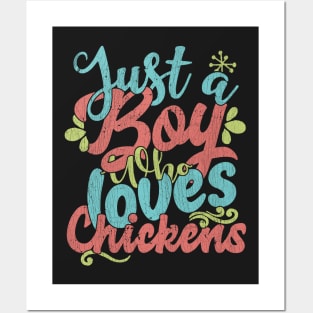 Just A Boy Who Loves Chickens - Farmers Gift product Posters and Art